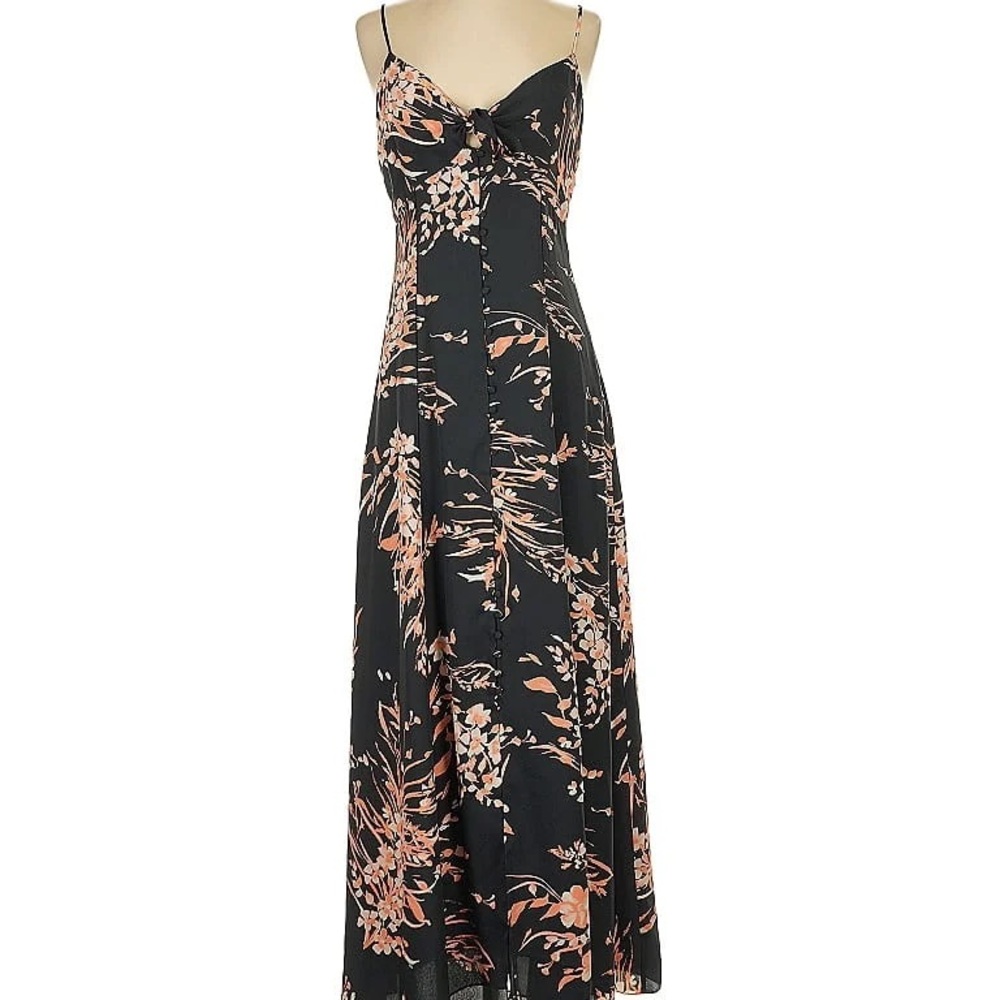 Joie Black and Pink Floral Maxi Dress